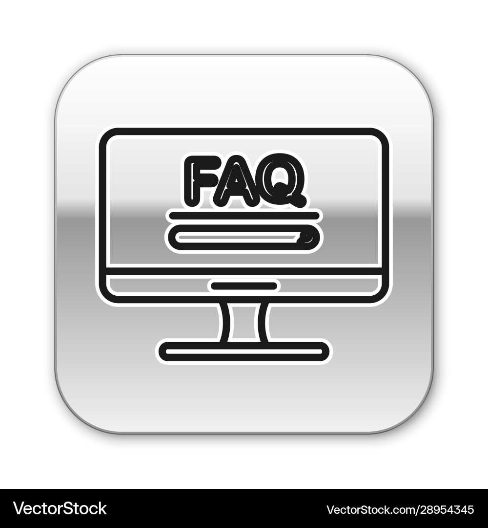 Black line computer monitor with text faq Black line computer monitor with text faq vector image