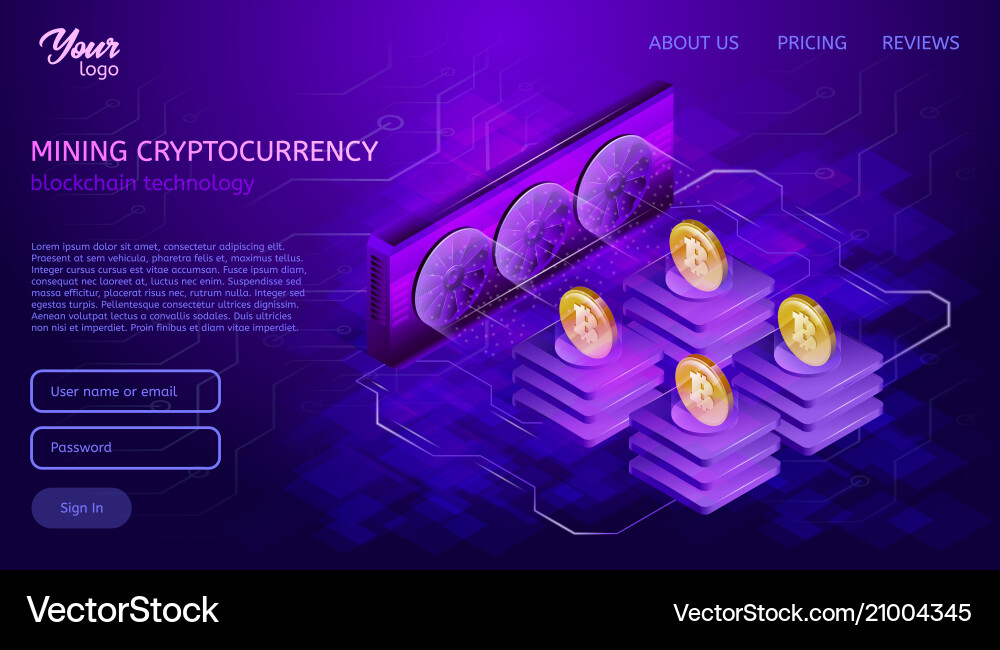 Blockchain system or technology mining process vector image