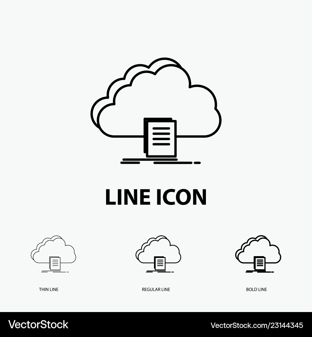 Cloud access document file download icon in thin Cloud access document file download icon in thin vector image