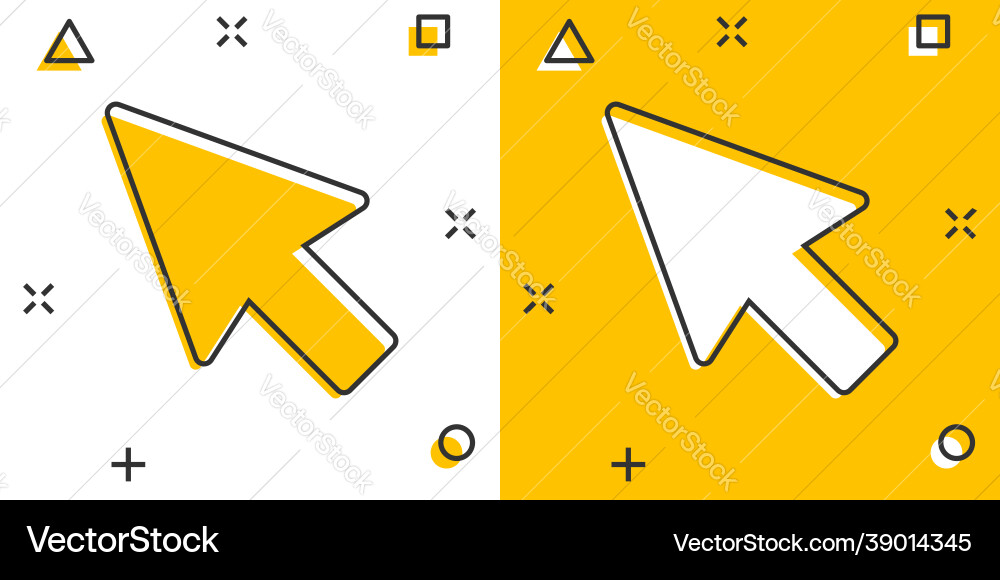 Computer mouse cursor icon in comic style arrow Computer mouse cursor icon in comic style arrow vector image