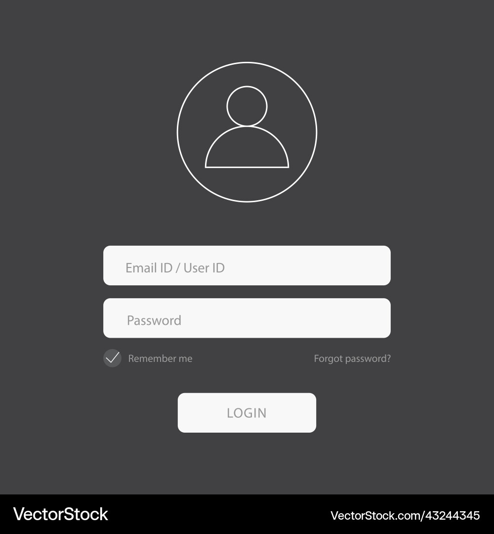 Flat login form design with lock icon on black Flat login form design with lock icon on black vector image