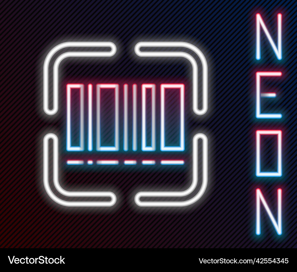 Glowing neon line scanner scanning bar code icon Glowing neon line scanner scanning bar code icon vector image