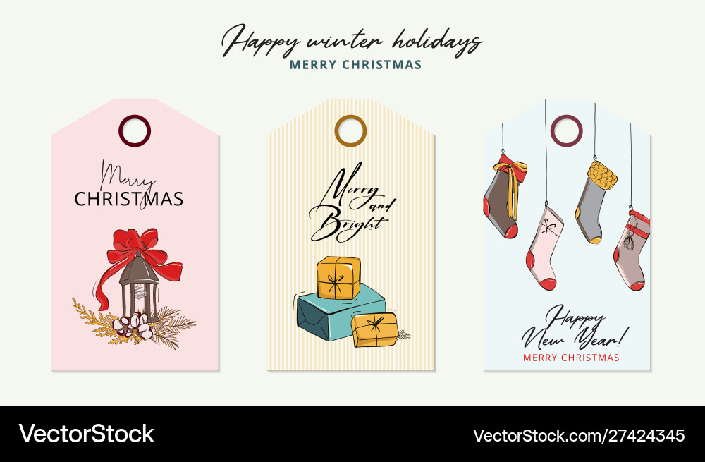 Hand-drawn cartoon winter holidays greeting vector image