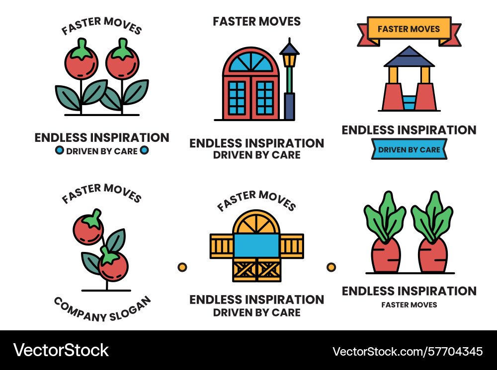 Image is a collection of six different icons each Image is a collection of six different icons each Vector Image