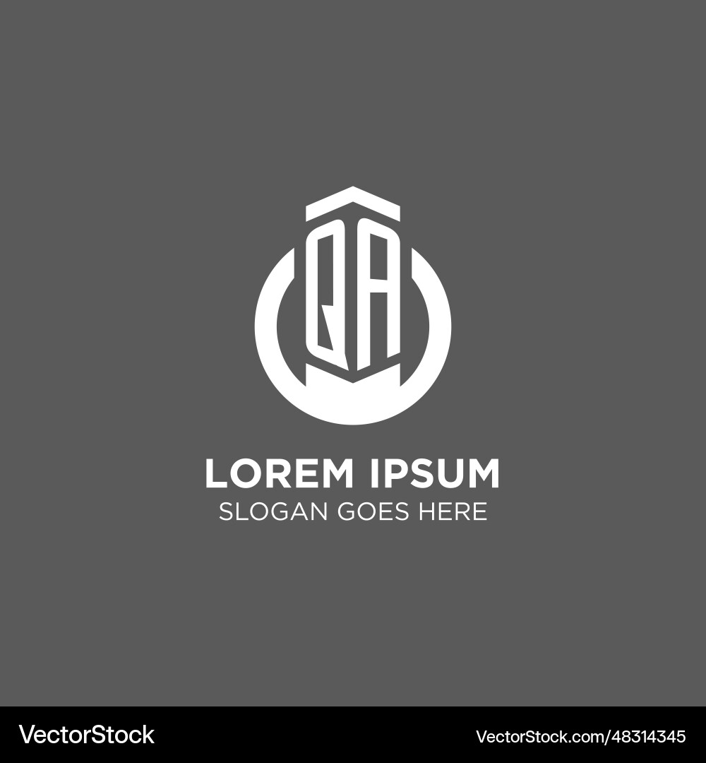 Initial qa circle round line logo abstract Vector Image