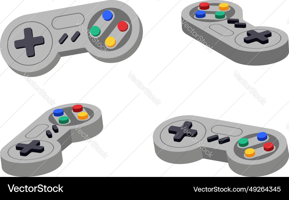 Joystick set different angles gamepad console Joystick set different angles gamepad console Vector Image