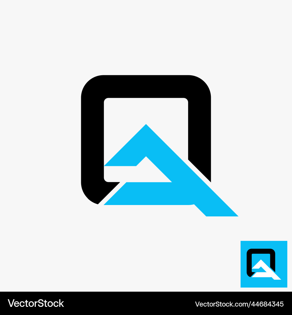Letter or word q qa font in creative rectangle Letter or word q qa font in creative rectangle vector image