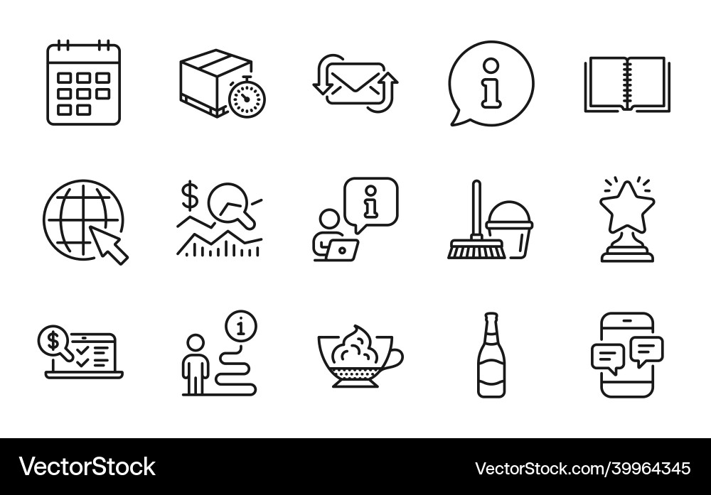 Line icons set included icon as bucket with mop Line icons set included icon as bucket with mop vector image