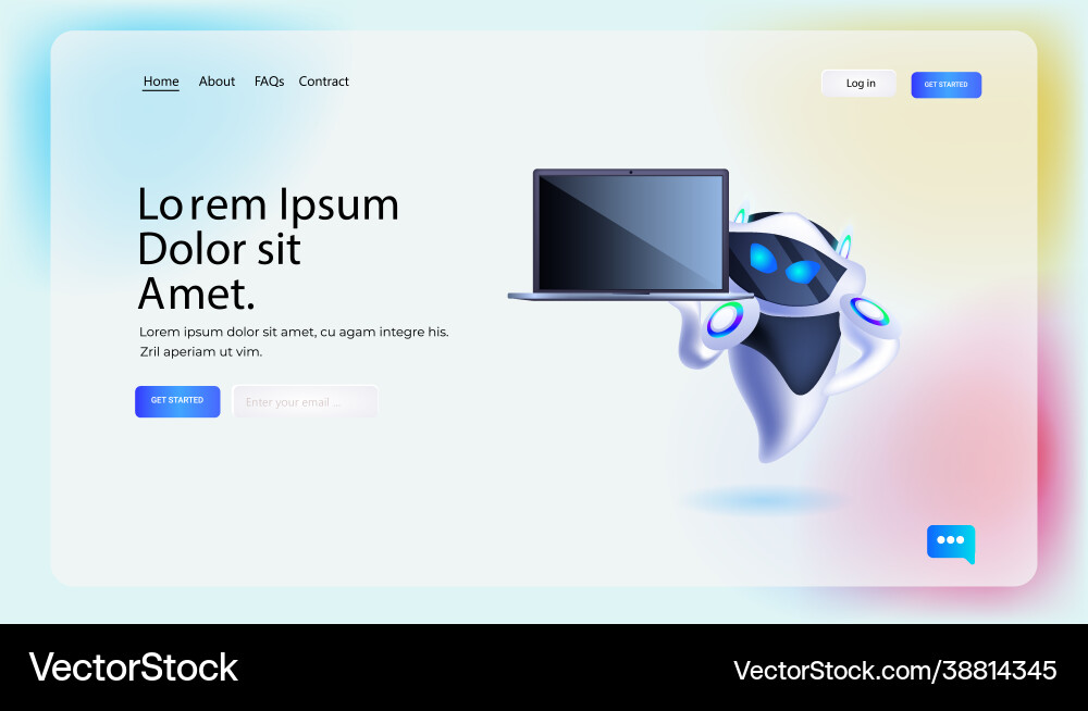 Modern robot using laptop artificial intelligence Vector Image