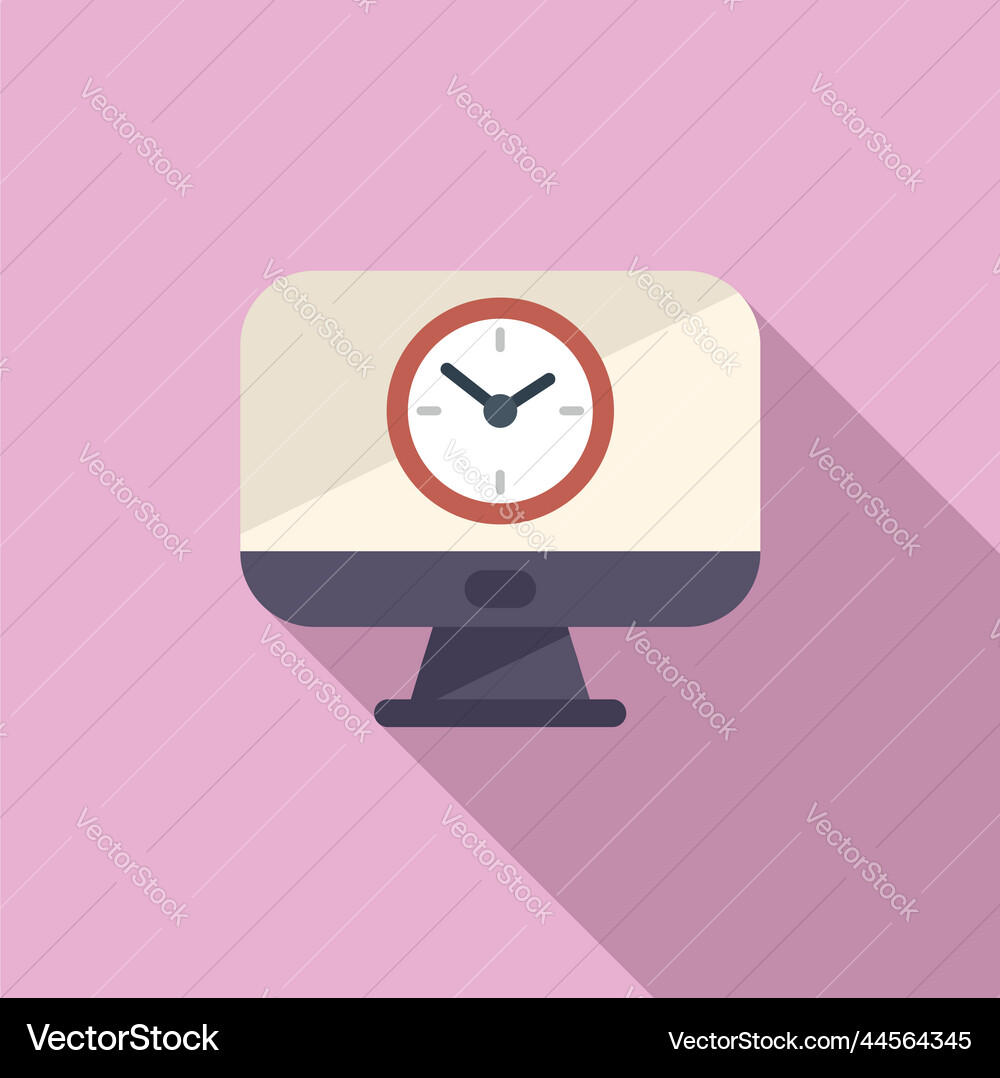 Monitor clock icon flat work project Monitor clock icon flat work project vector image