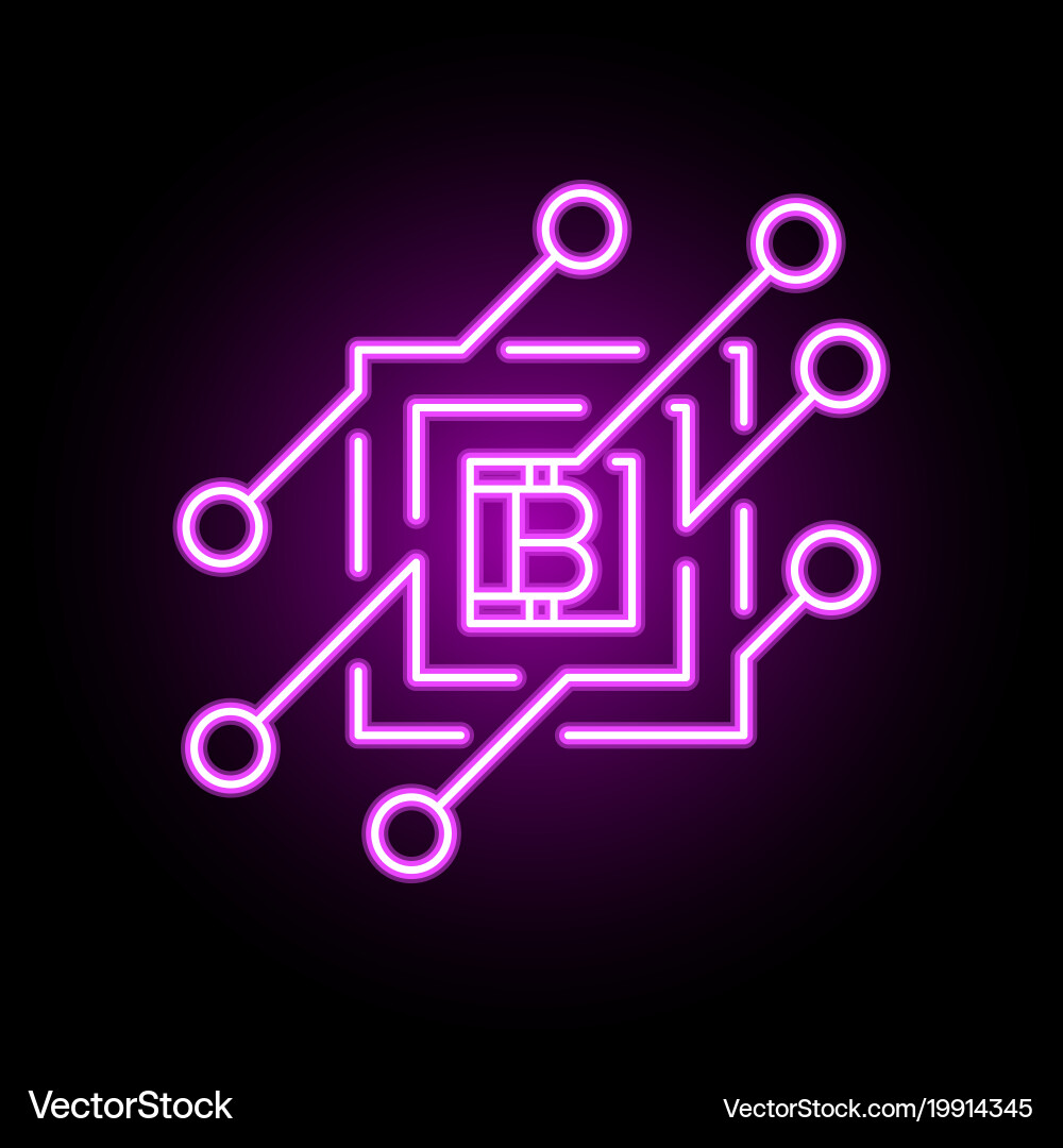 Neon Blockchain Connection Icon vector image