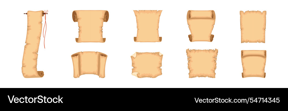 Old paper scroll and parchment of ancient papyrus Old paper scroll and parchment of ancient papyrus vector image