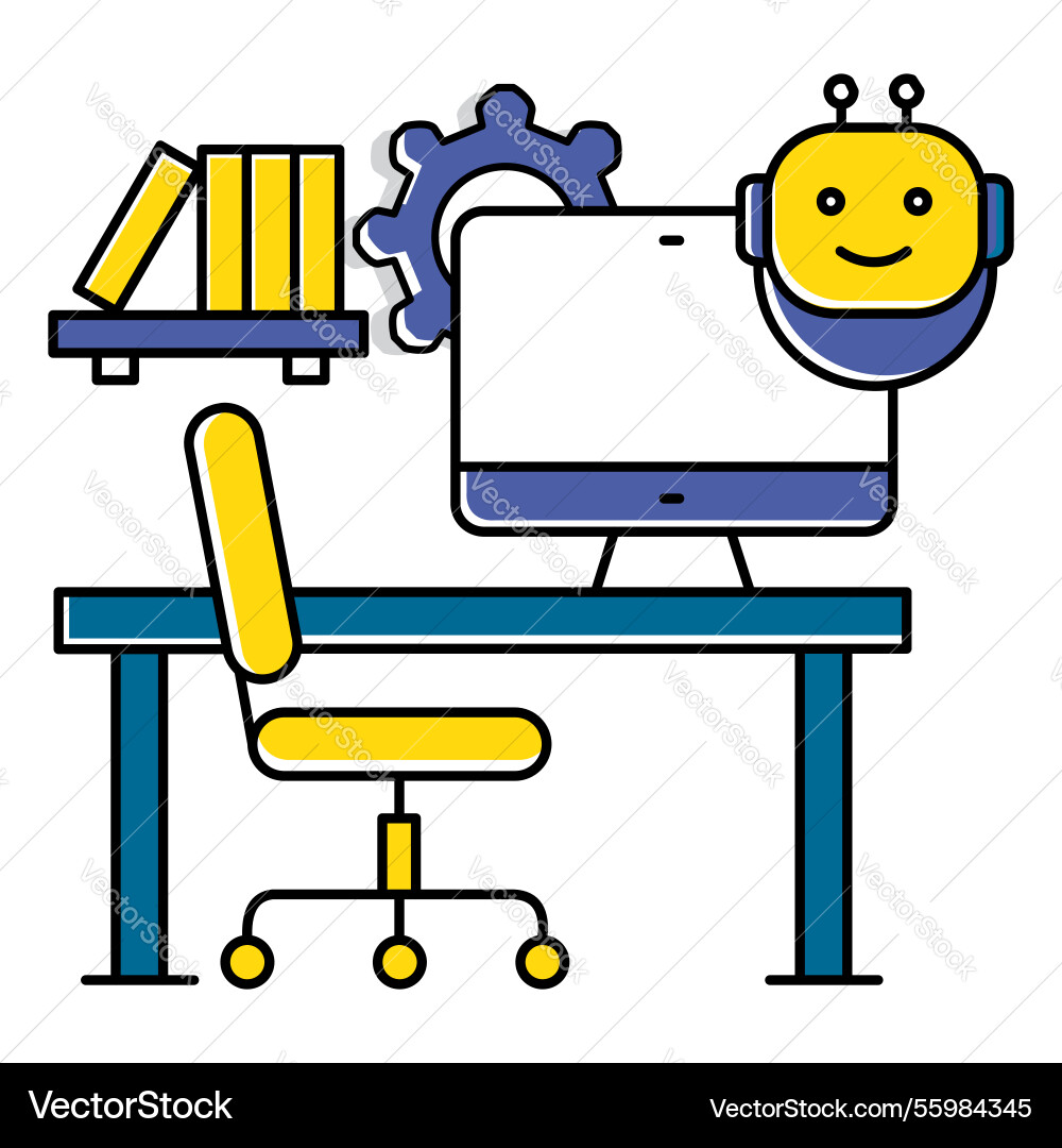 Remote work office ai automation setup icon design Vector Image