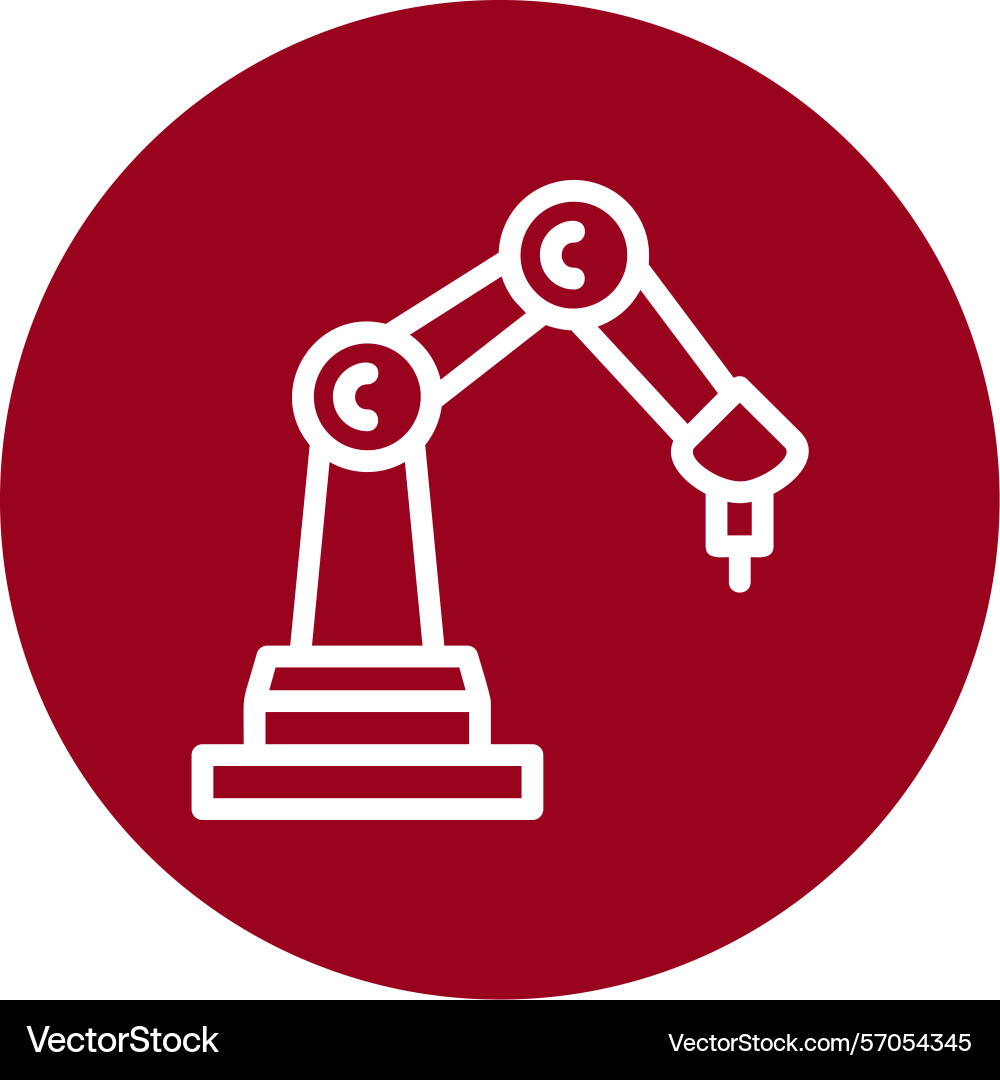 Robot arm line circle style icon design vector image