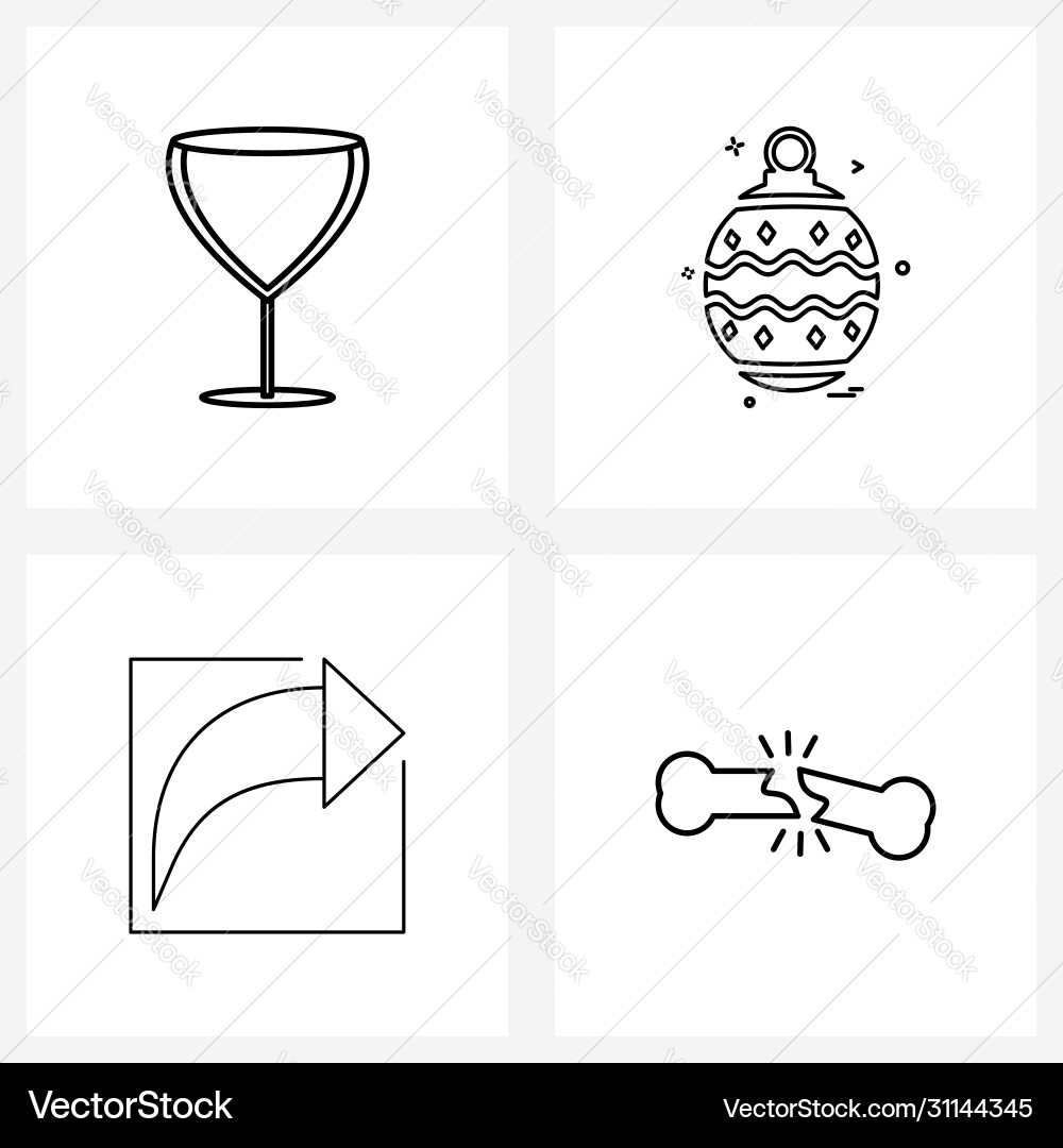Set 4 simple line icons for web and print Vector Image