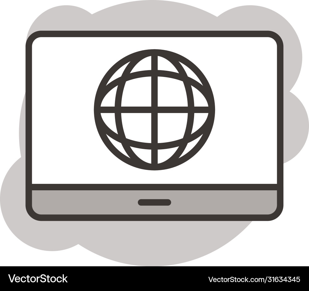 Tablet with sphere browse line style Tablet with sphere browse line style Vector Image
