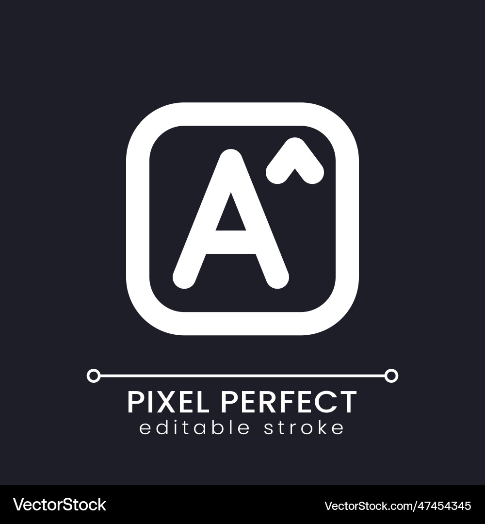 Text size pixel perfect white linear ui icon Text size pixel perfect white linear ui icon vector image