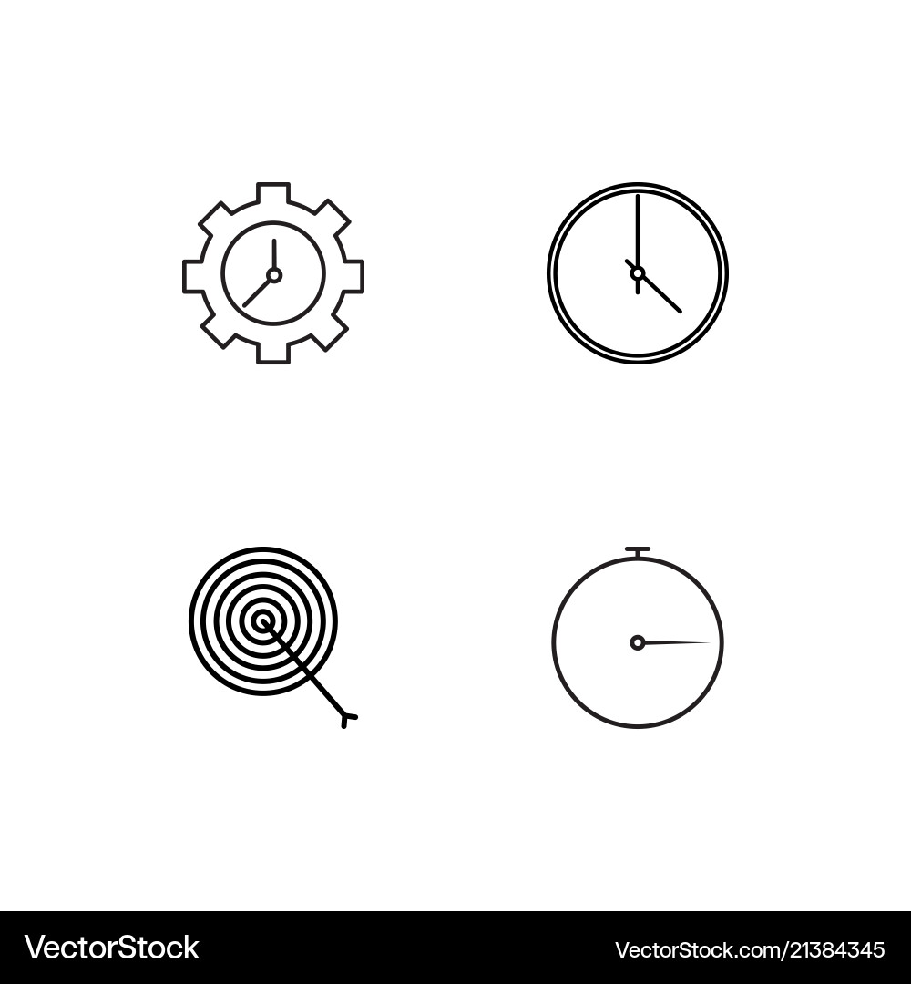 Time linear icons set simple outline vector image