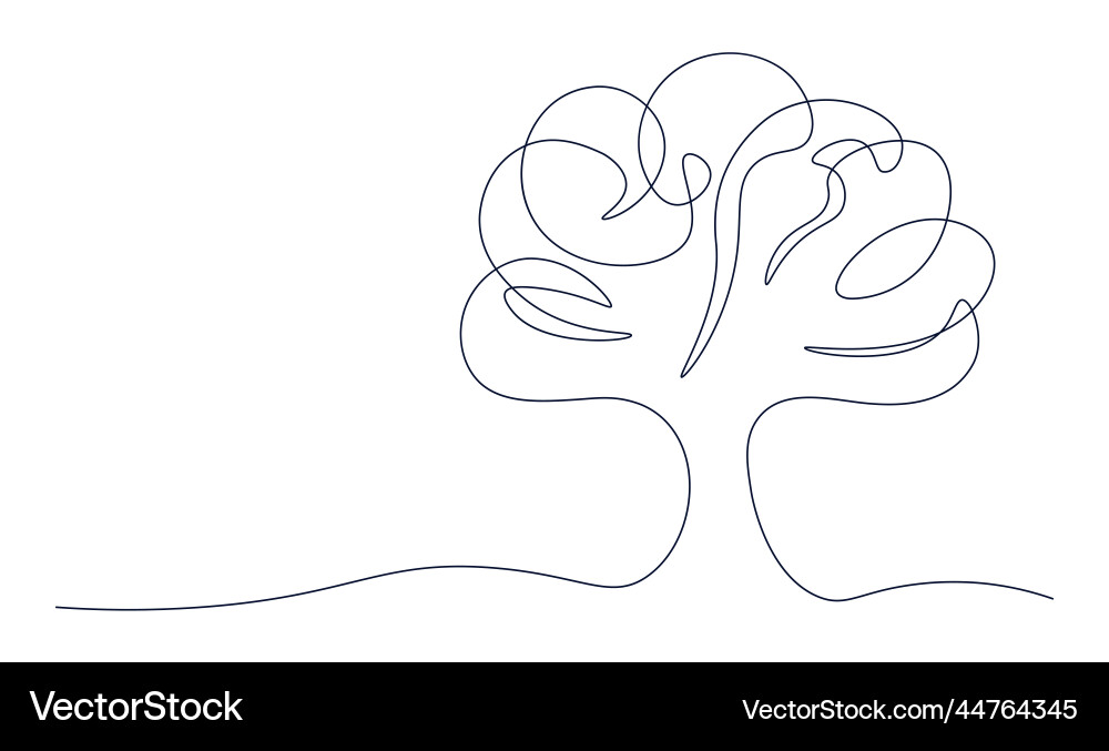 Tree is single continuous line Tree is single continuous line vector image