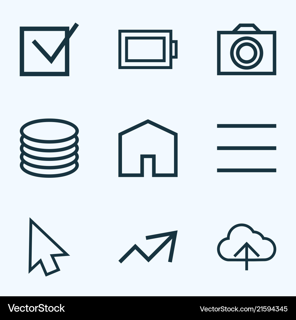 User icons line style set with db check increase User icons line style set with db check increase vector image