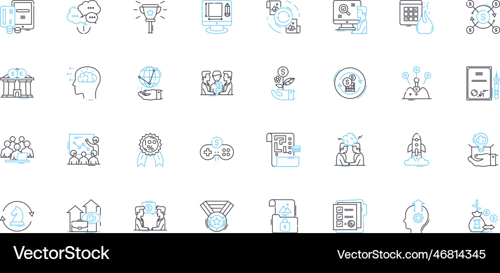 Work environment linear icons set productivity Work environment linear icons set productivity vector image