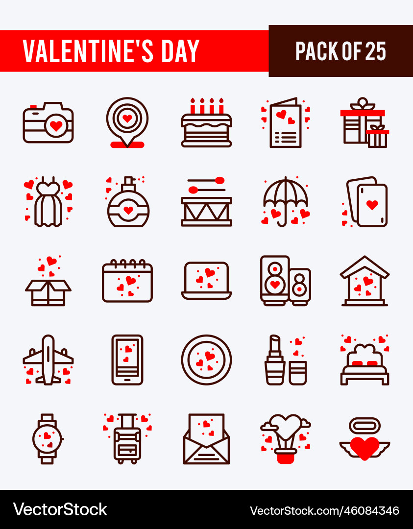 25 Valentinstag zwei Farb-Icons-Pack 25 Valentinstag zwei Farb-Icons-Pack vektorbild