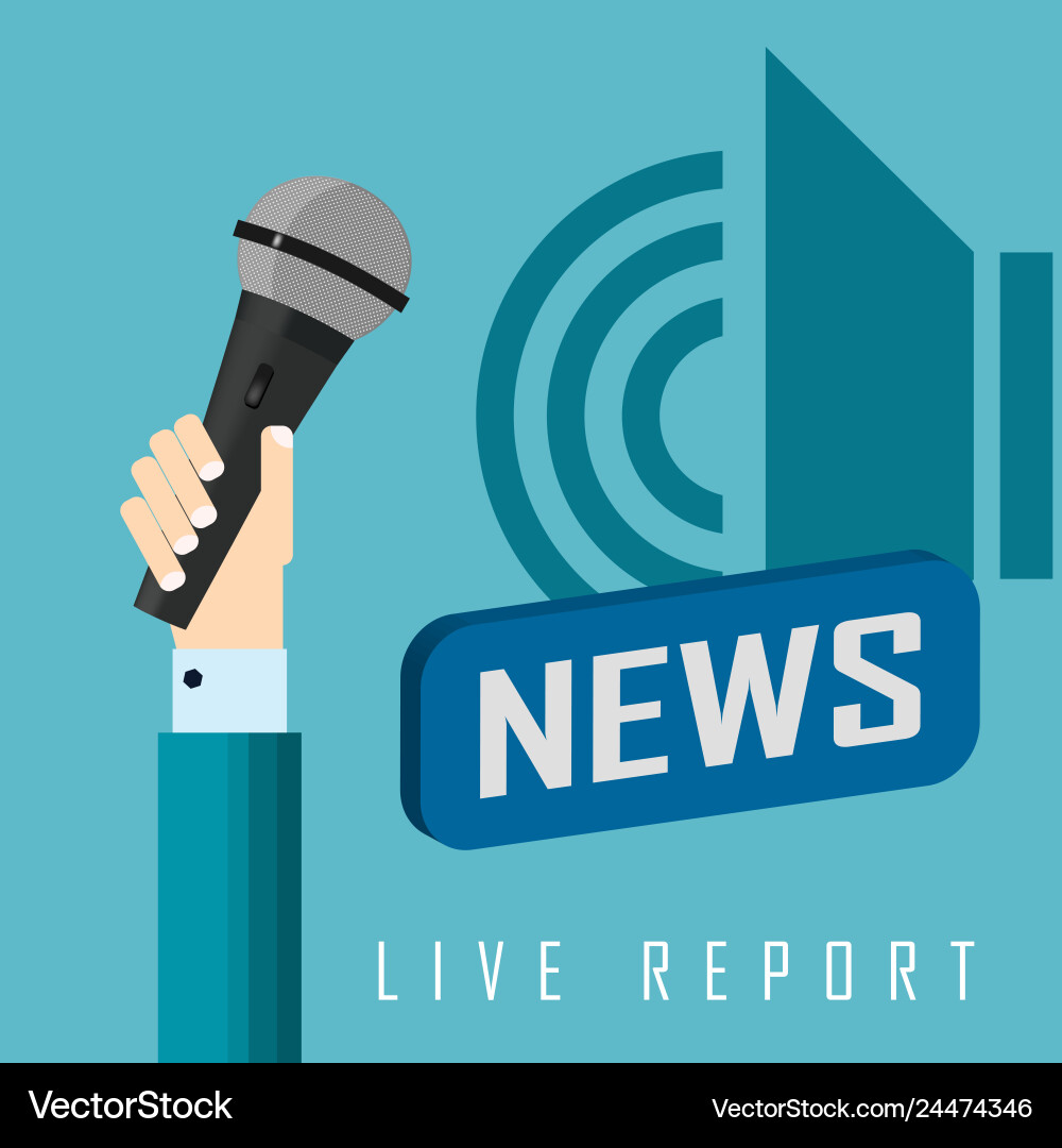 A live report with button news and microphone eps A live report with button news and microphone eps vector image