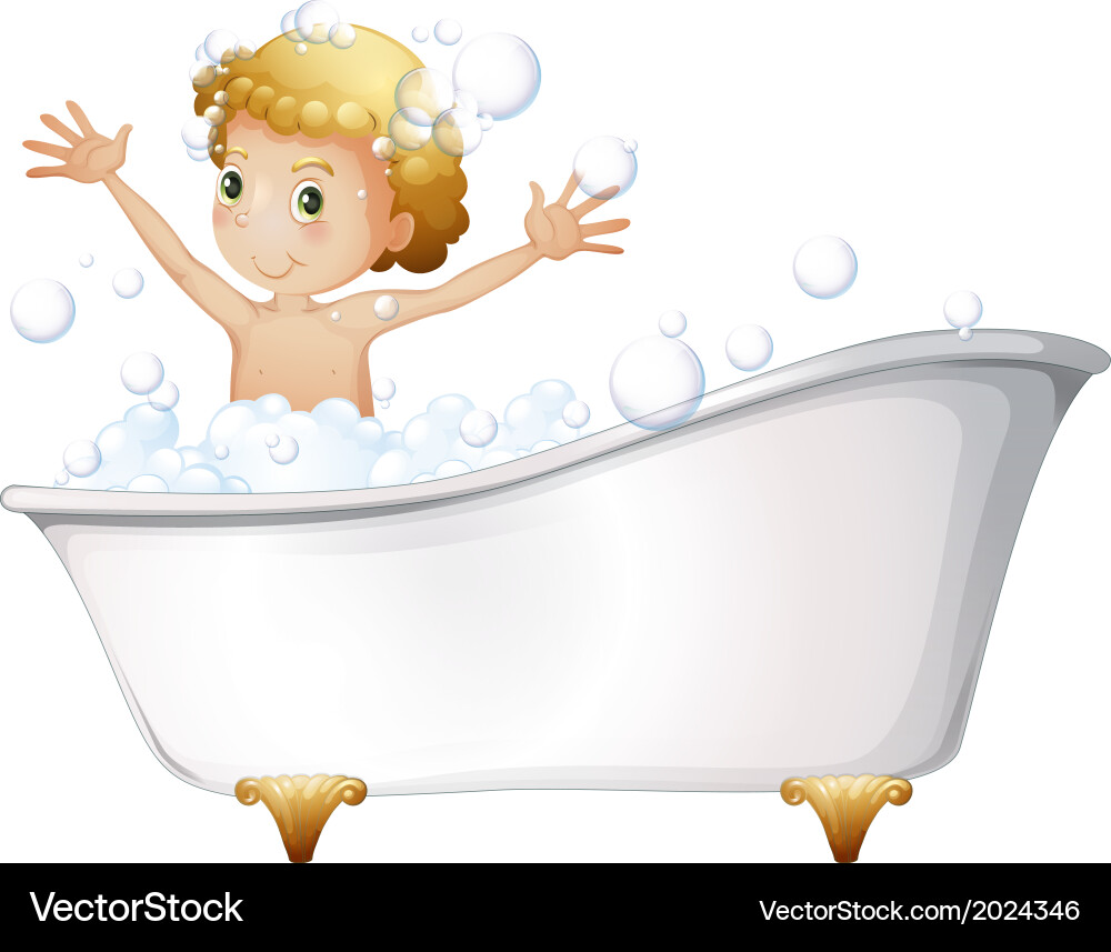 young boy bath A young boy taking bath at the bathtub Royalty Free Vector