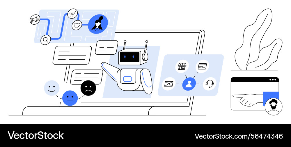 Ai chatbot assisting users via messages managing Ai chatbot assisting users via messages managing vector image