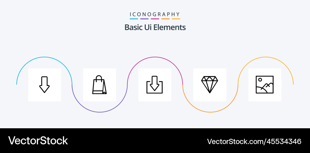 Basic ui elements line 5 icon pack including vector image