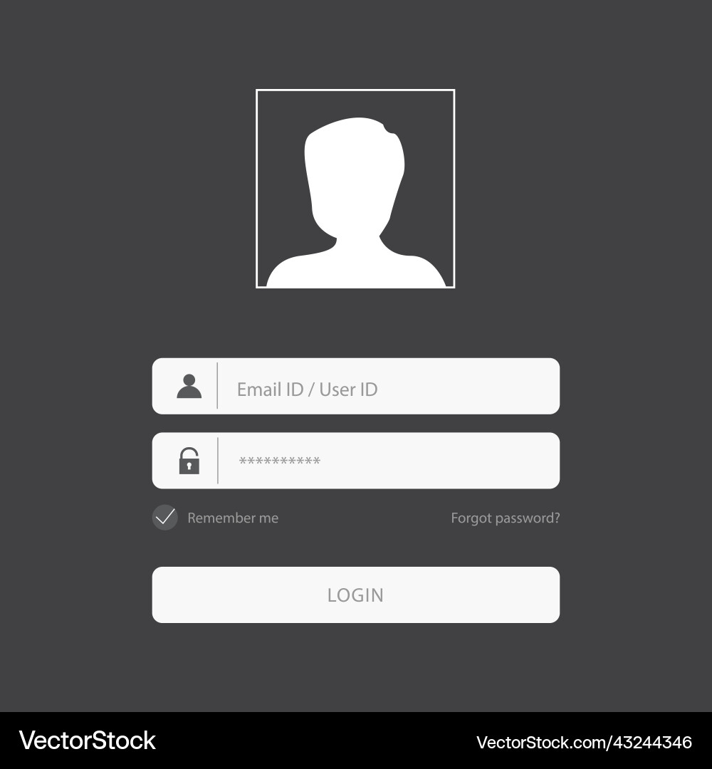 Flat login form design with lock icon on black Flat login form design with lock icon on black vector image