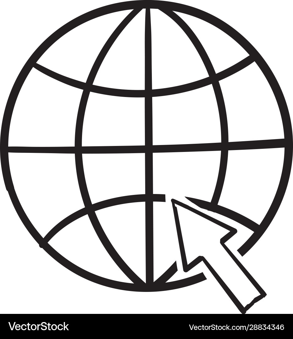Go to web symbol icon with doodle handdrawn style Go to web symbol icon with doodle handdrawn style vector image