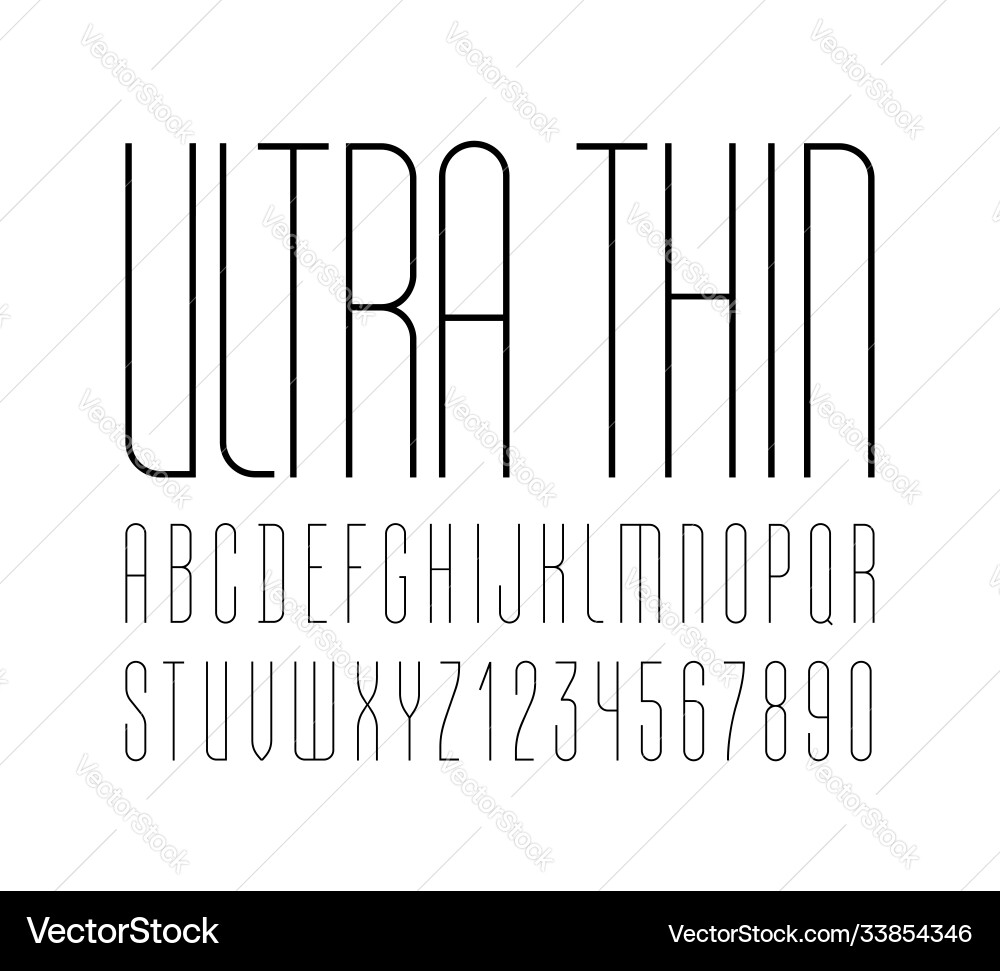 High font condensed tall ultra thin alphabet sans High font condensed tall ultra thin alphabet sans vector image