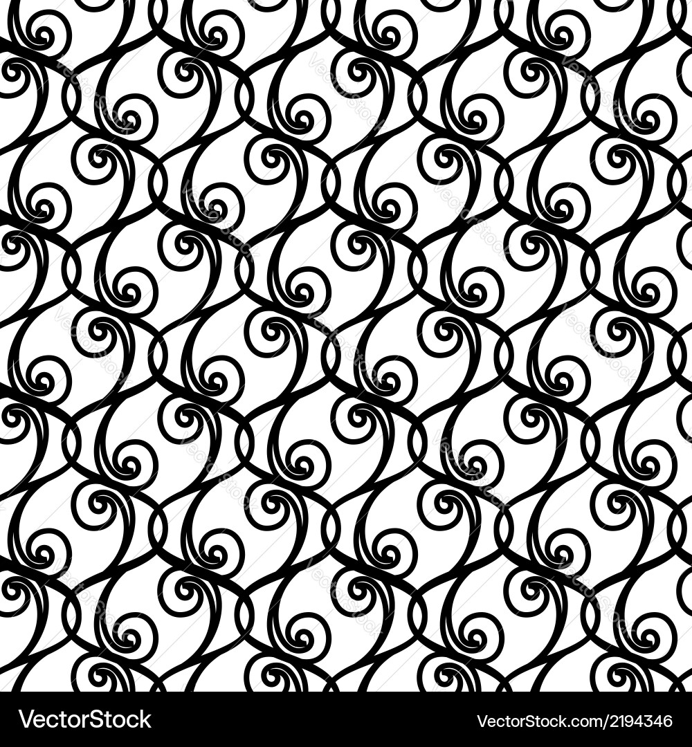 Intricate Black and White Curl Pattern vector image