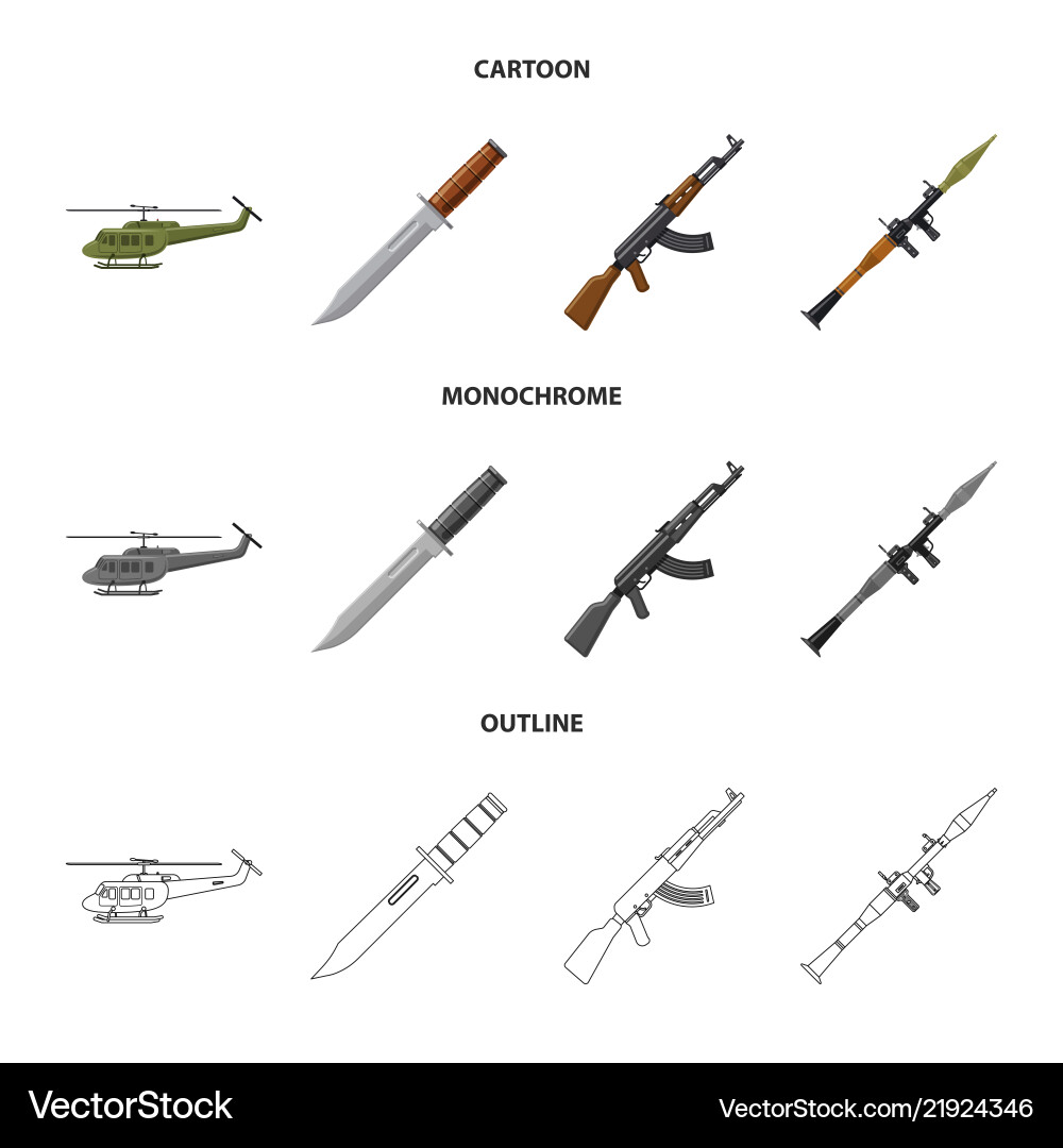 Isolated object of weapon and gun symbol set vector image