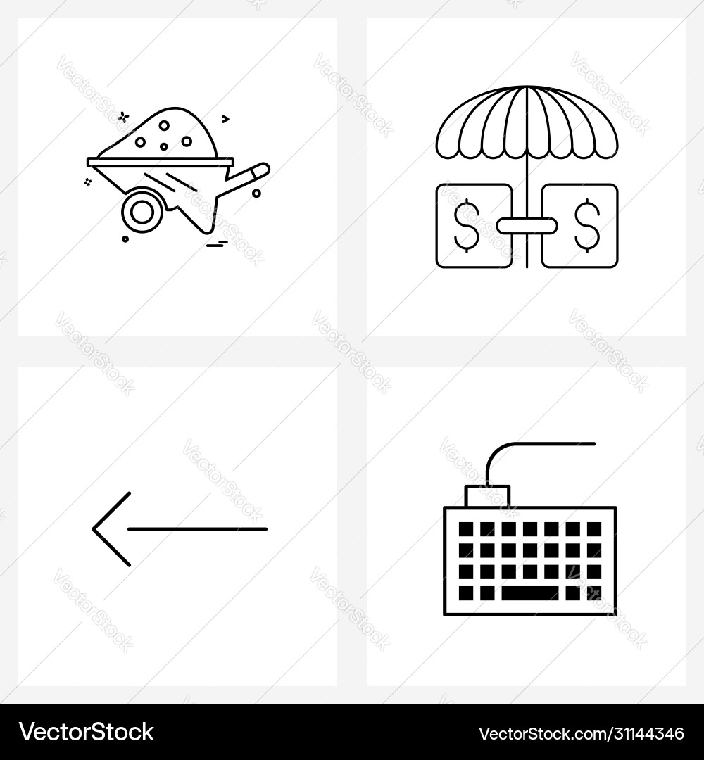 Isolated symbols set 4 simple line icons vector image