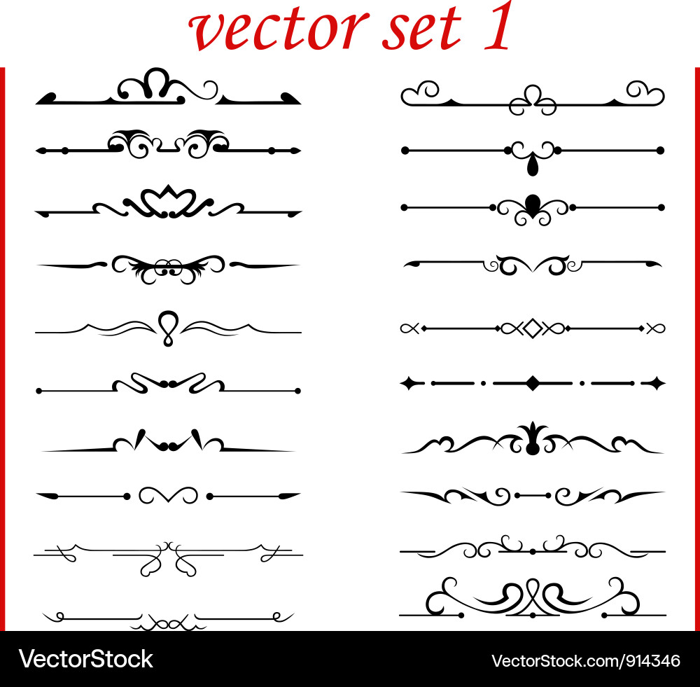 Kalligraphisch flurisch & Scroll Set Vektorbild