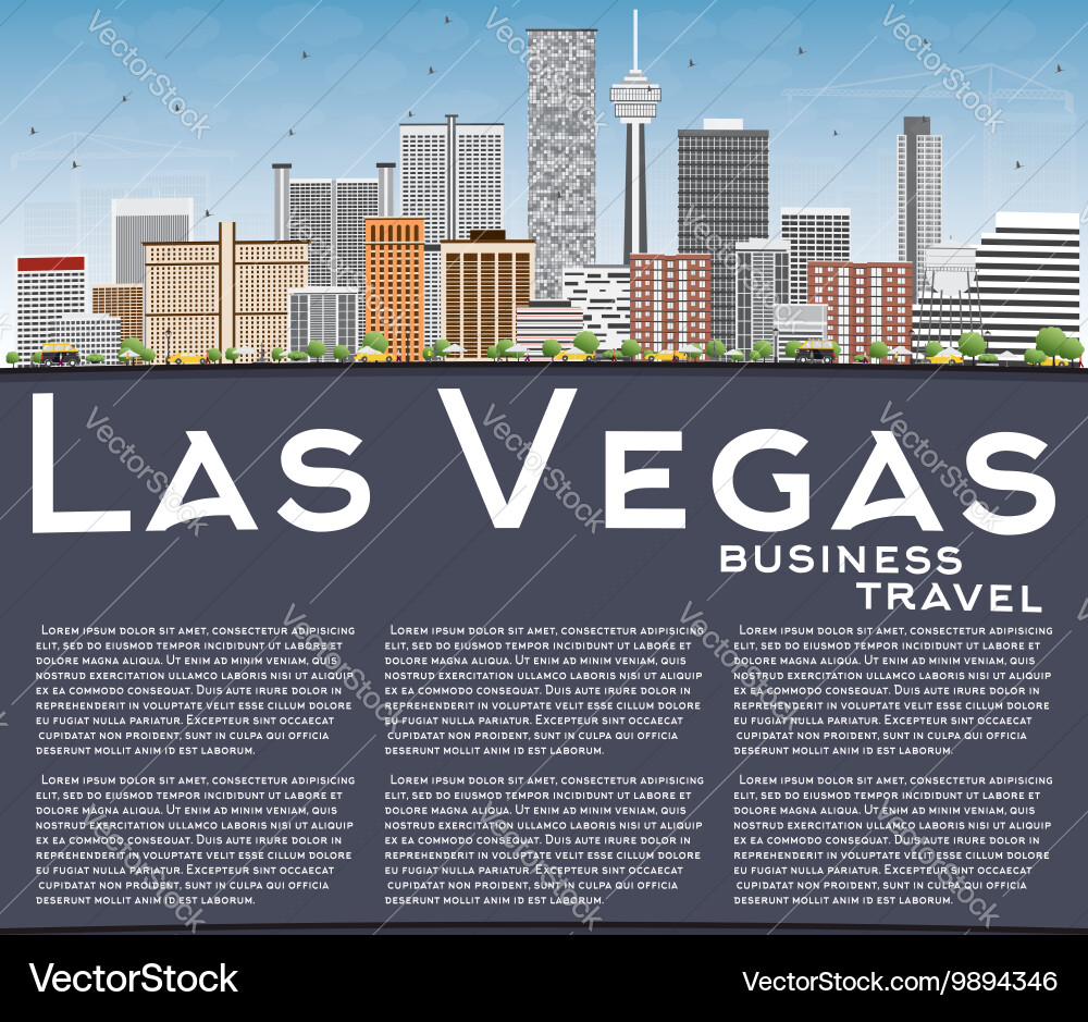 Las vegas skyline with gray buildings blue sky vector image