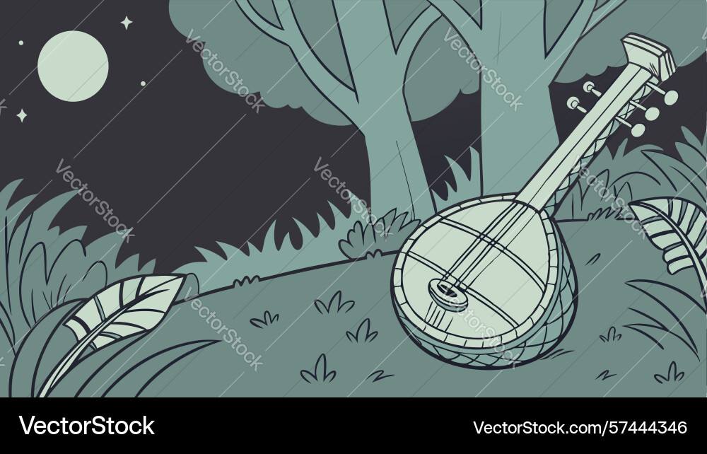 Lute nestled in verdant forest design generative vector image