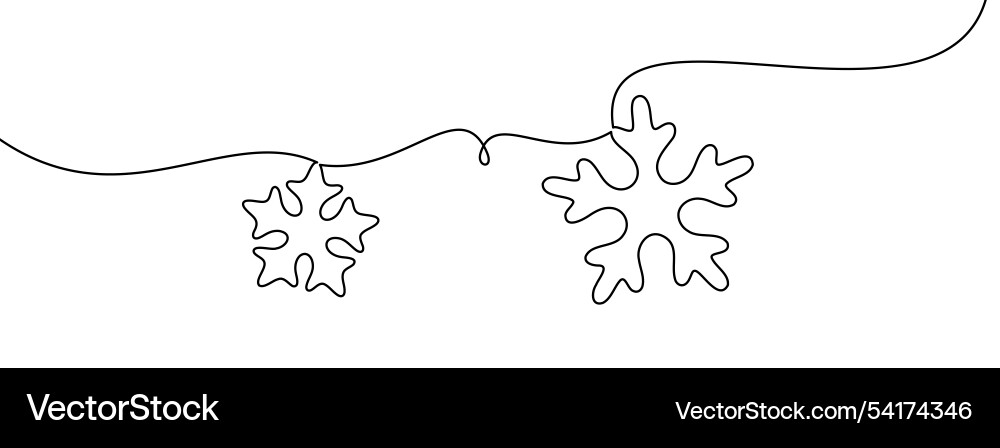 Minimalist dual snowflake design with flowing line Minimalist dual snowflake design with flowing line vector image