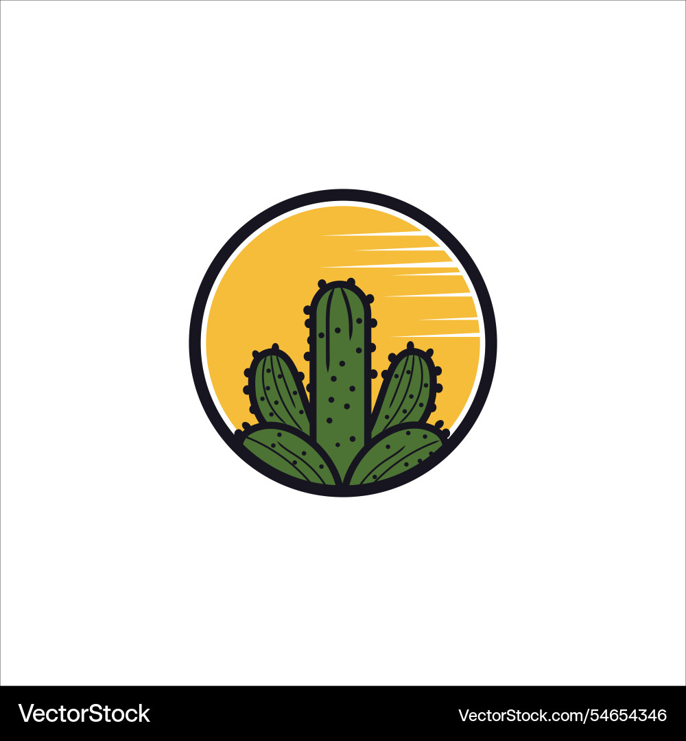 Prickly pear cactus in a circular frame Prickly pear cactus in a circular frame vector image
