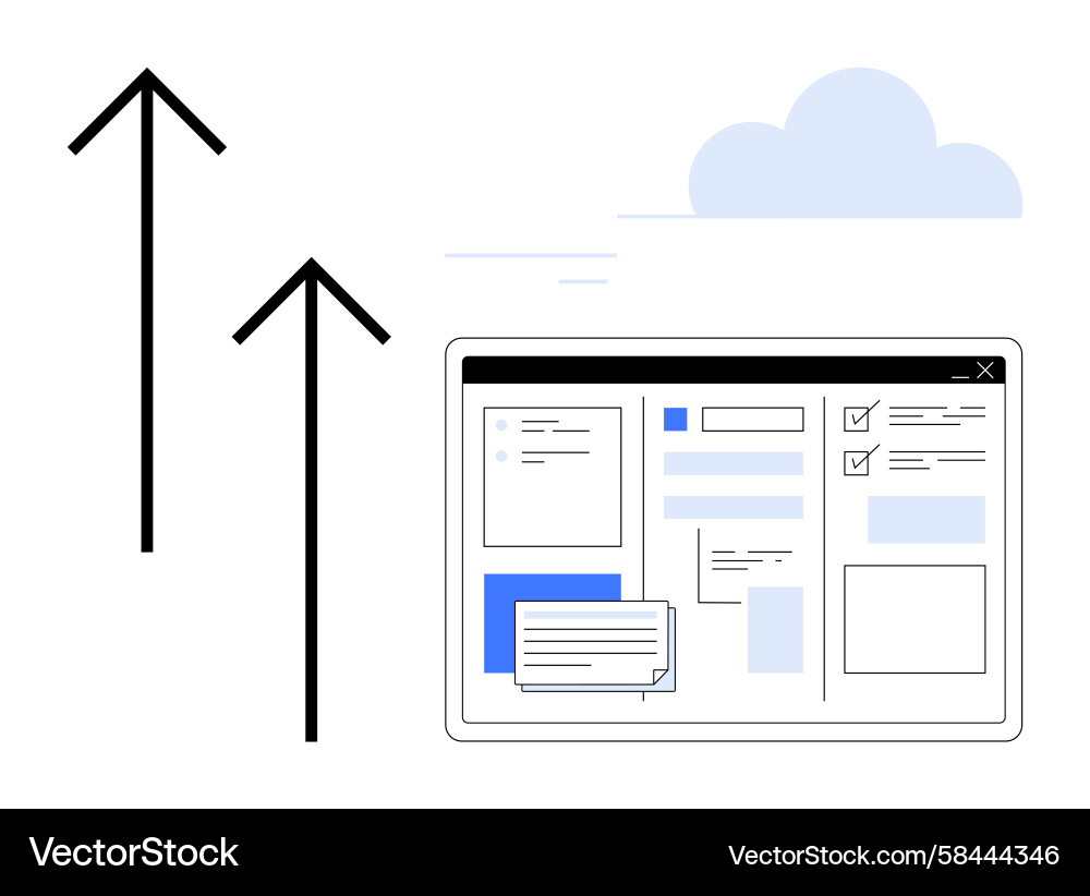 Progress & Cloud Interface Vector Image