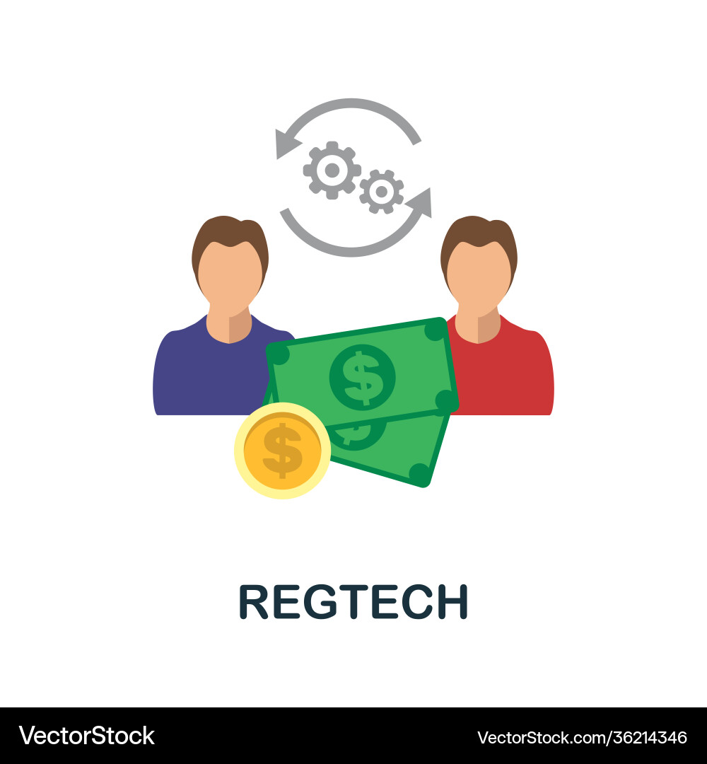 Regtech flat icon color simple element from Vector Image