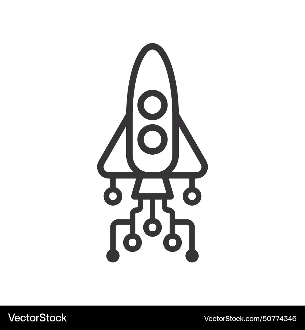 Rocket ai automation line icon vector image
