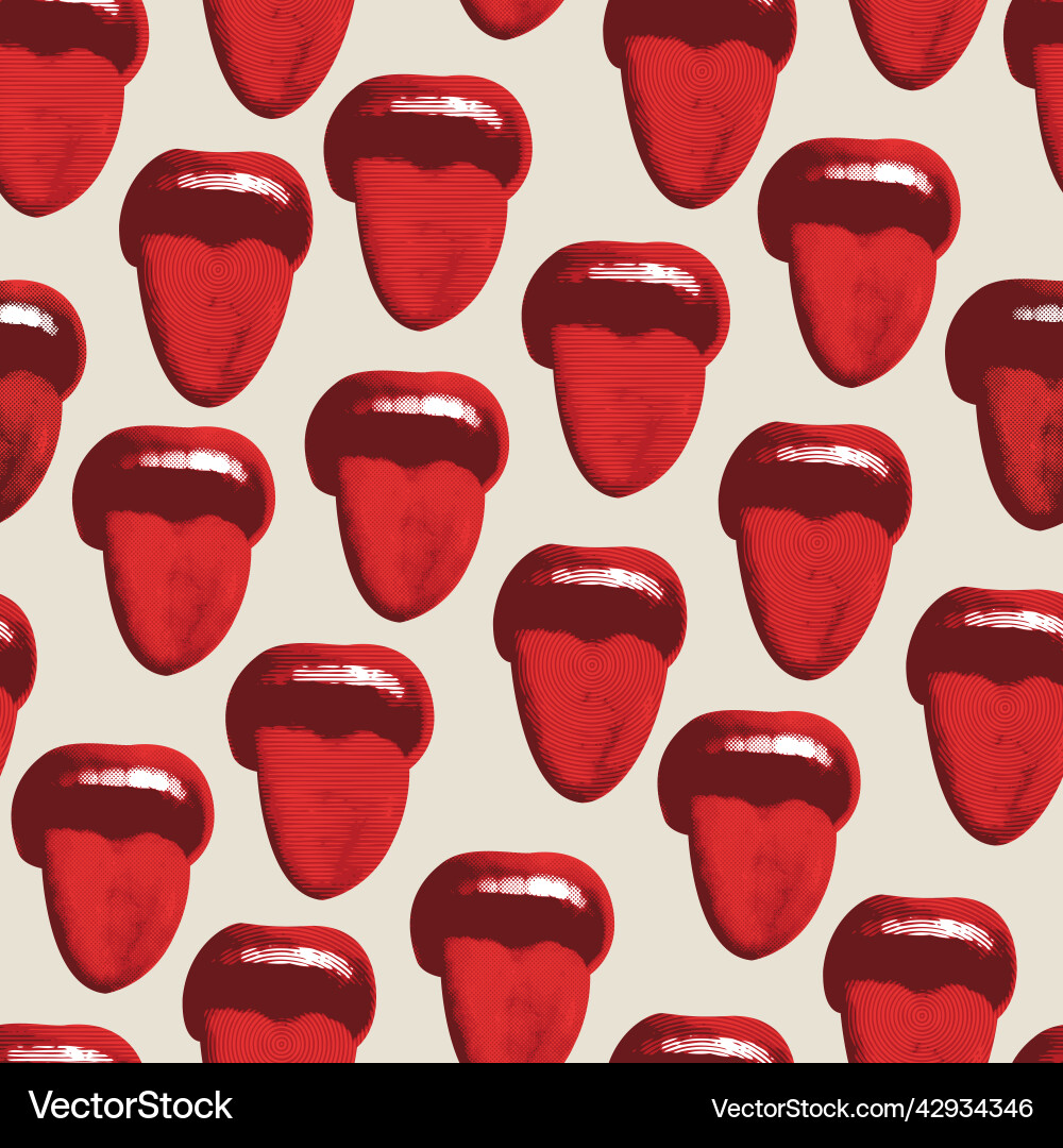 Seamless pattern with red mouthes and tongues Seamless pattern with red mouthes and tongues vector image
