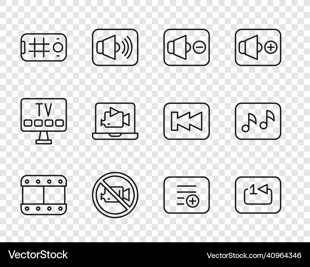 Set line play video repeat track music player Set line play video repeat track music player vector image