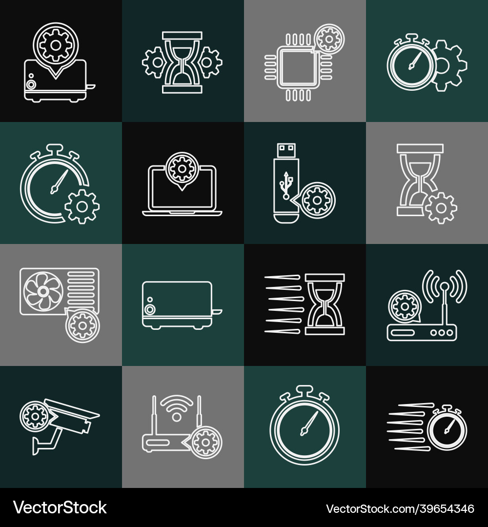 Set line stopwatch router and wi-fi setting Set line stopwatch router and wi-fi setting vector image