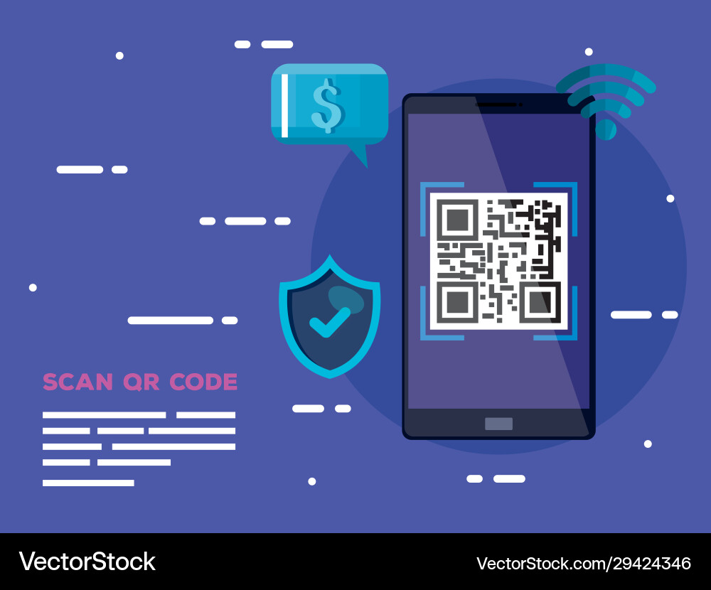 Smartphone mit Scan-Code qr und Icons Smartphone mit Scan-Code qr und Icons vektorbild