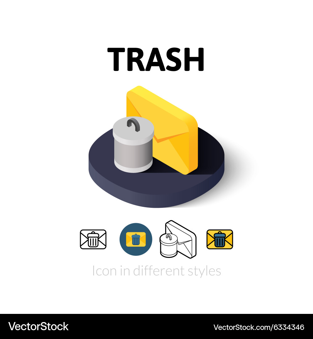 Trash icon in different style Vector Image