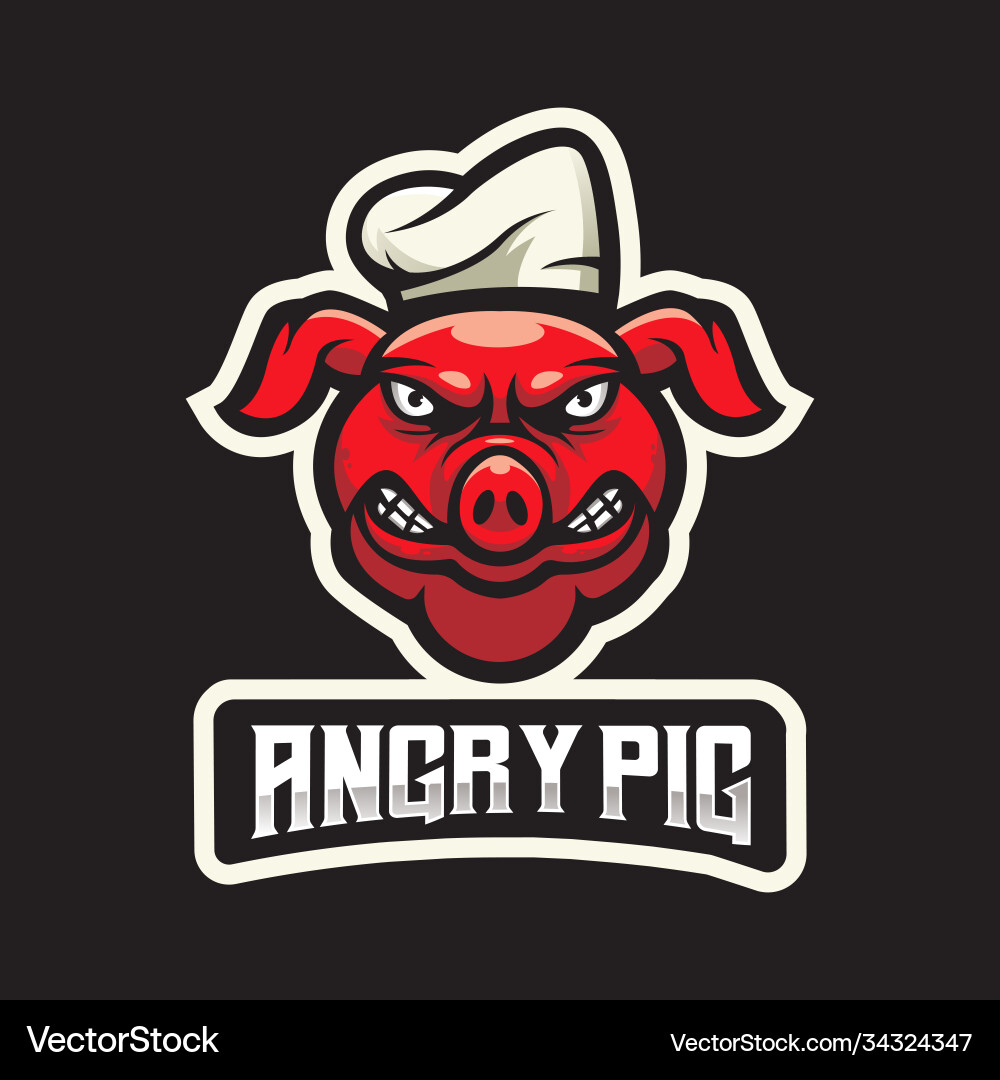 Angry Chef Pig Mascot Logo Vector Image